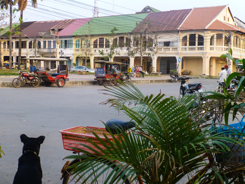 centrum Kampotu z zabudową pokolonialną